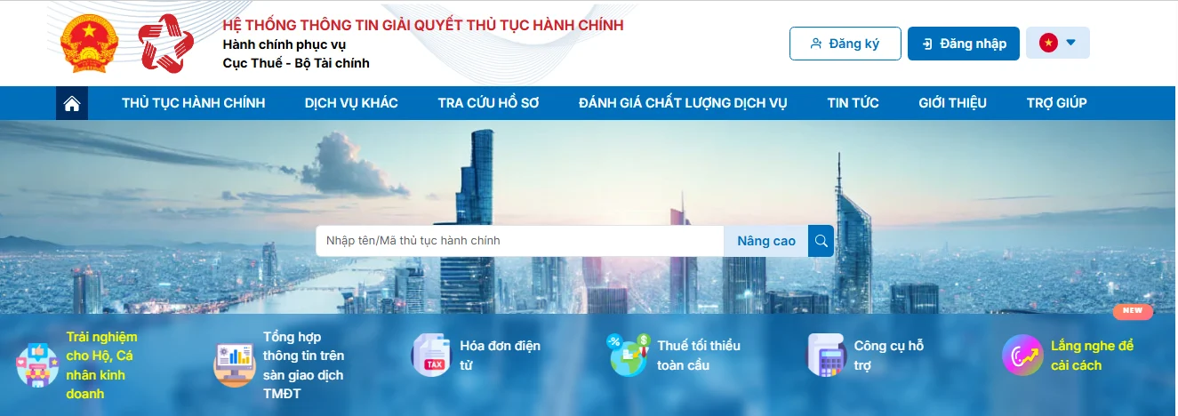cổng dịch vụ công của tổng cục thuế