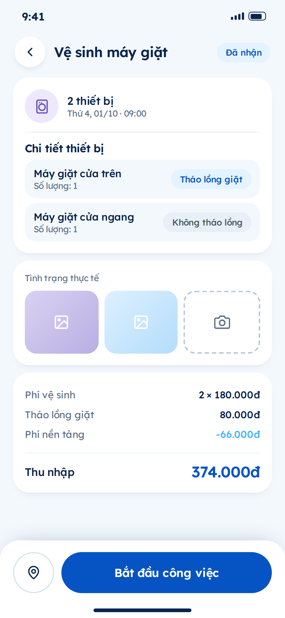 Lịch làm việc app nhân viên giúp việc