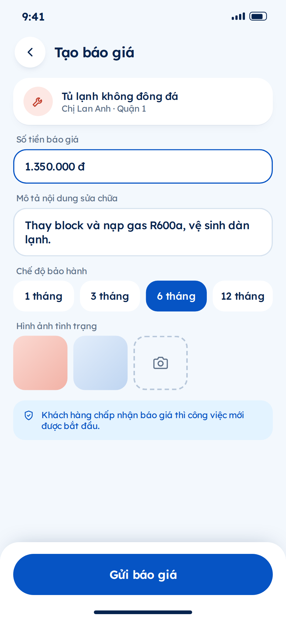 Hỗ trợ nhân viên thực hiện dịch vụ trên app